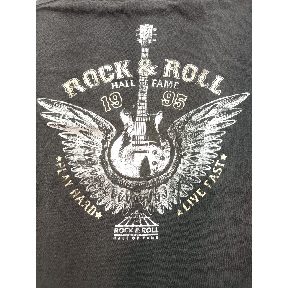 Rock And Roll Hall Of Fame Official Big Guitar‎ Graphic Men's Black T-Shirt L